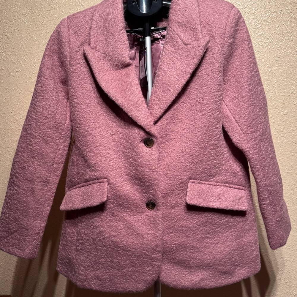 Anthropology Women’s large Ellen Tracy Pink Boucle single button coat $229 nwt - Picture 5 of 8
